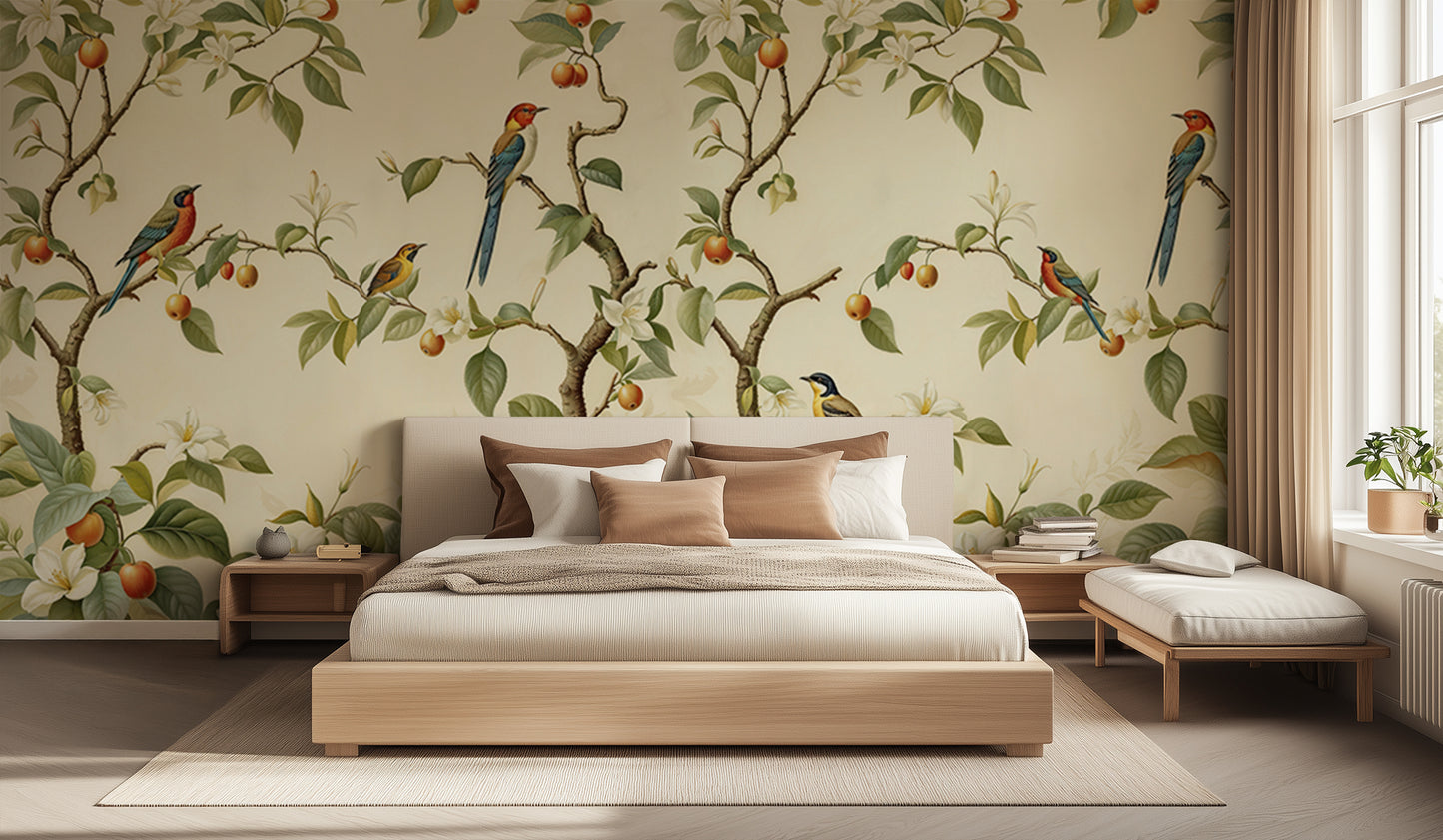 Exotic Birds Fruiting Tree wall decor - XWALLX