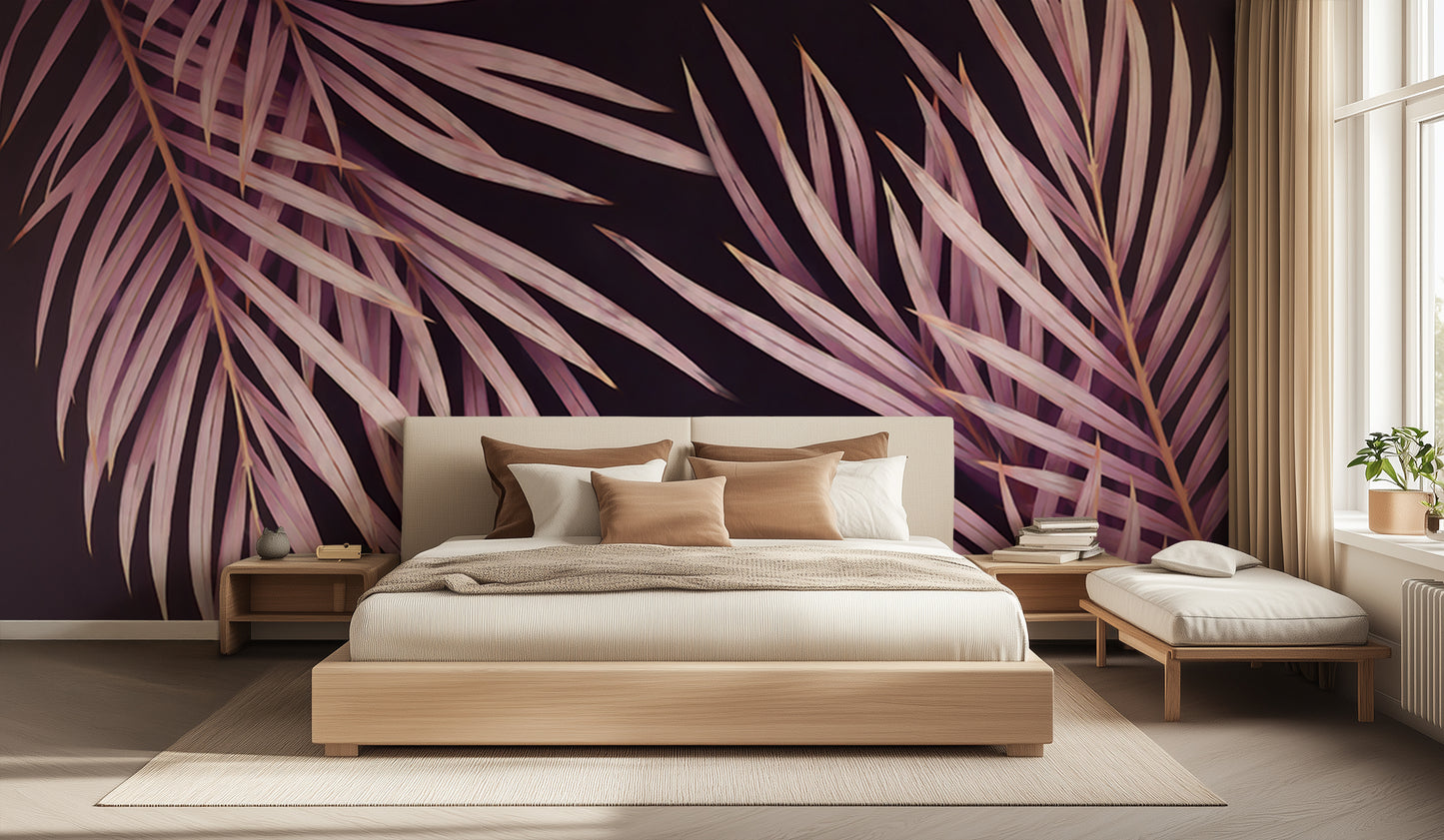 Dusky Rose Palm Frond wall decor - XWALLX