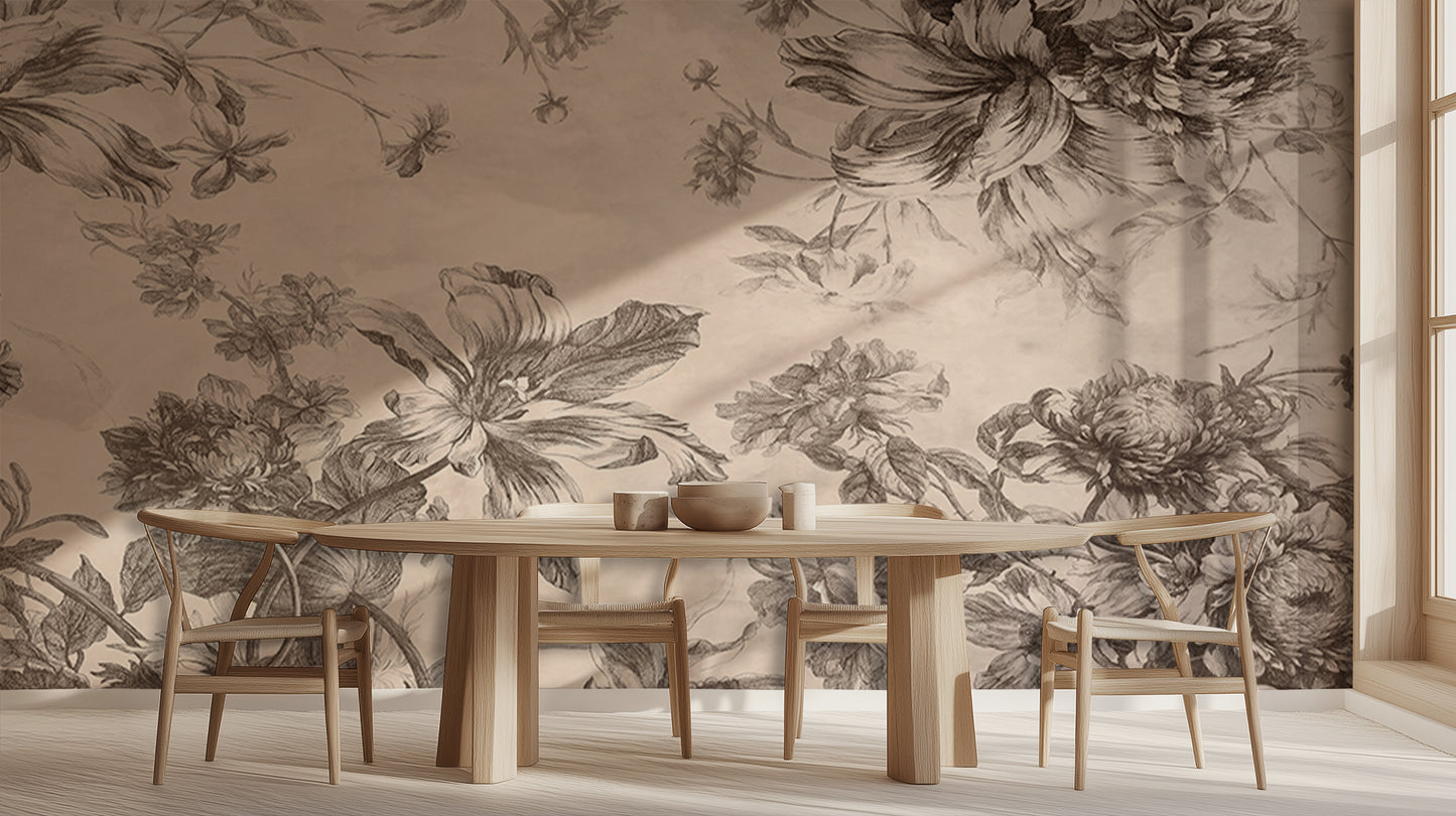 Elegant Floral Sketch wallpaper - XWALLX