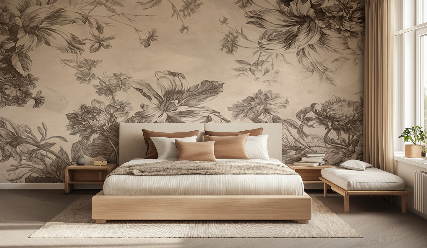 Elegant Floral Sketch wall decor - XWALLX