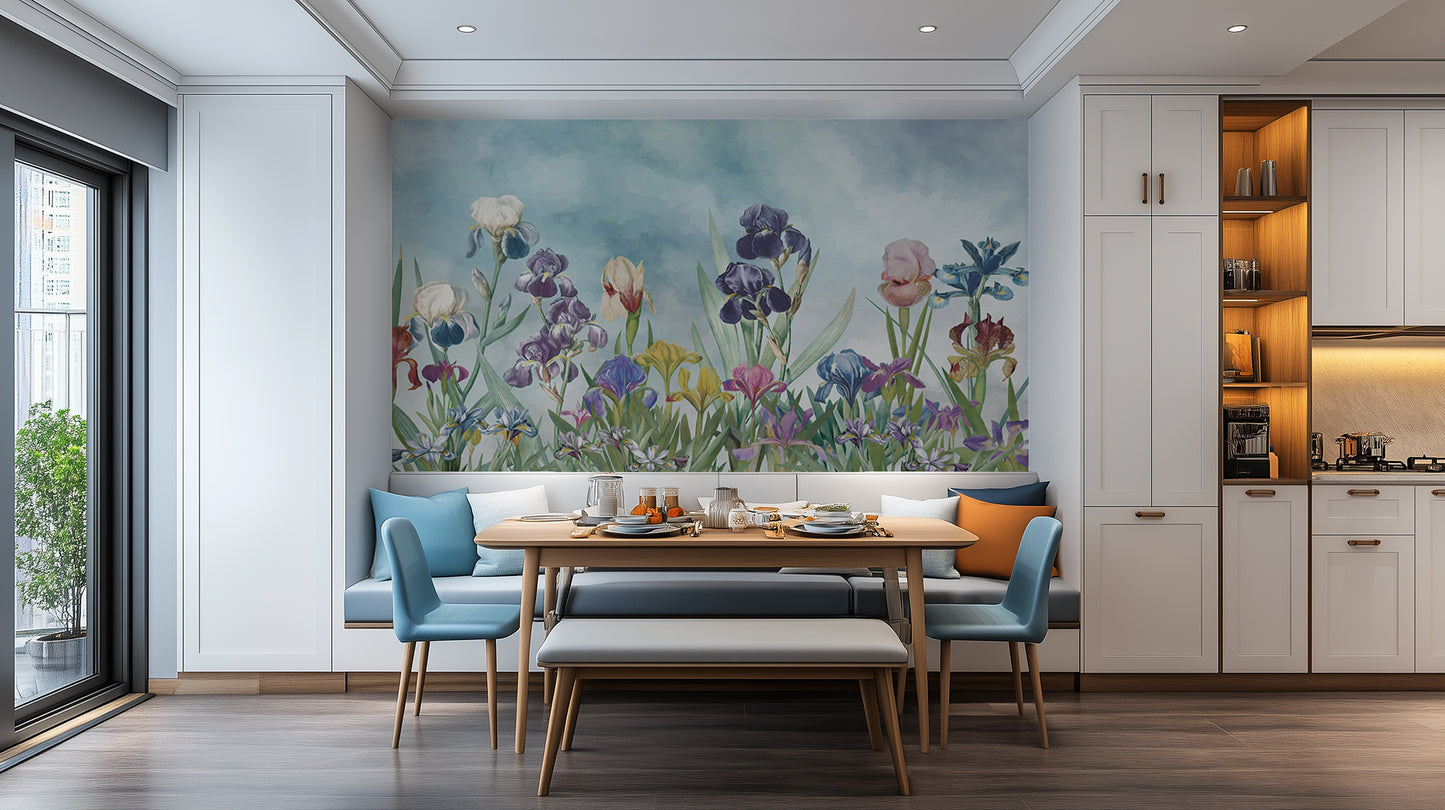 Vibrant Floral Iris wallpaper mural - XWALLX
