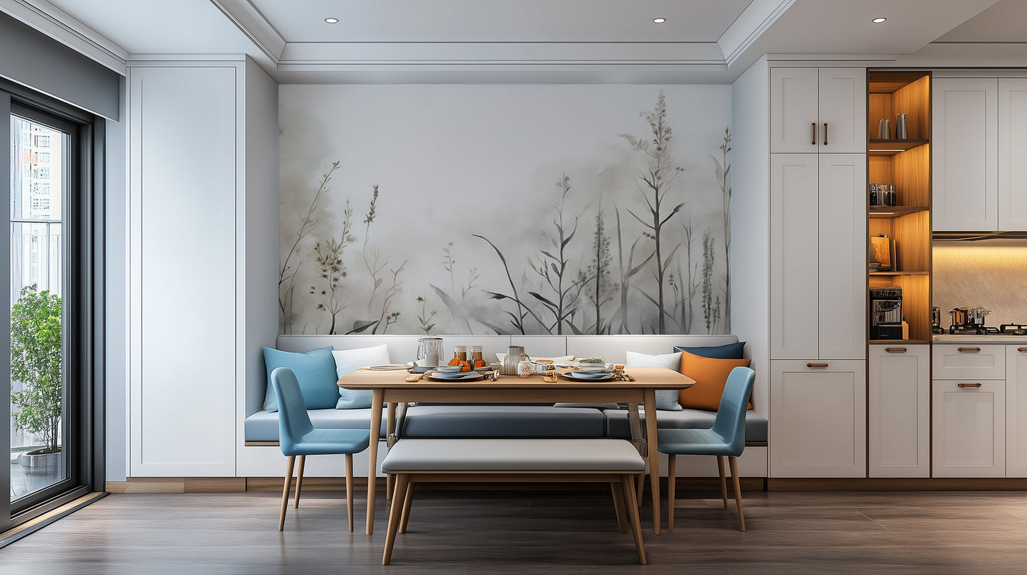 Misty Botanical Silhouettes wall mural - XWALLX