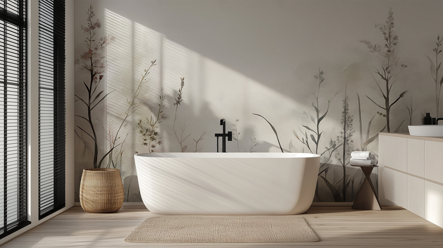 Misty Botanical Silhouettes wallpaper mural - XWALLX