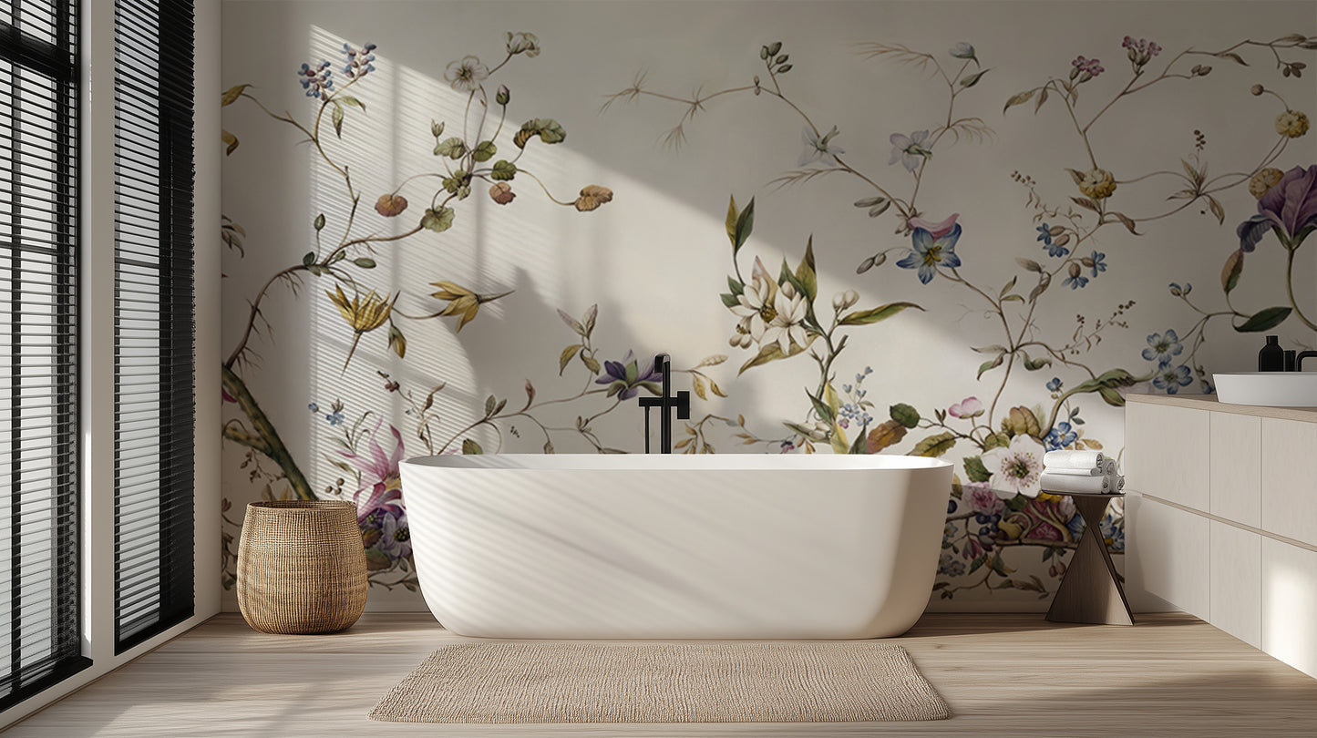 Delicate Botanical Vines wallpaper mural - XWALLX