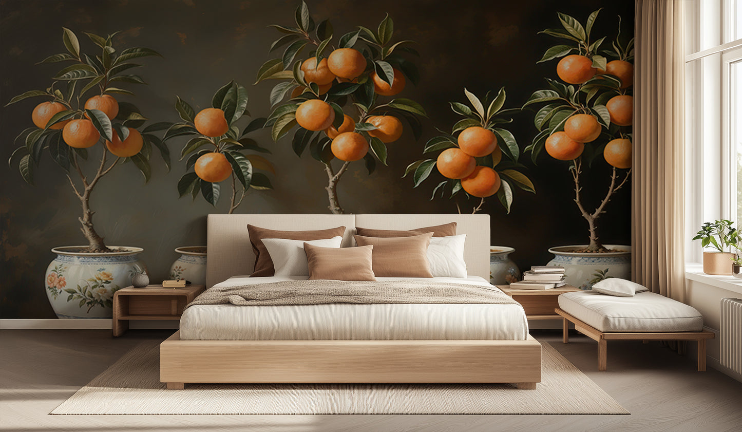 Vibrant Orange Trees wall decor - XWALLX
