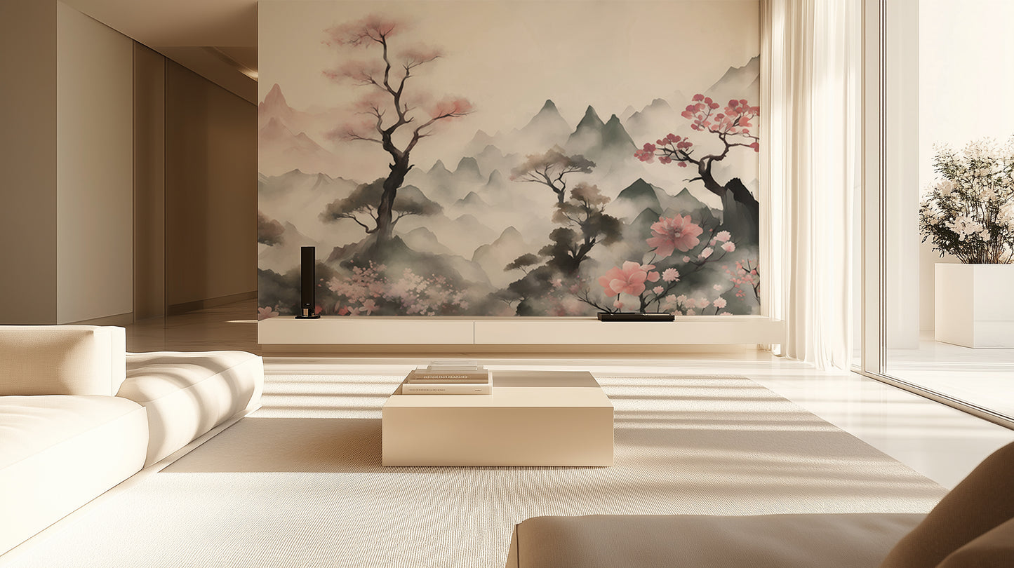 Misty Mountain Cherry Blossom wallpaper - XWALLX
