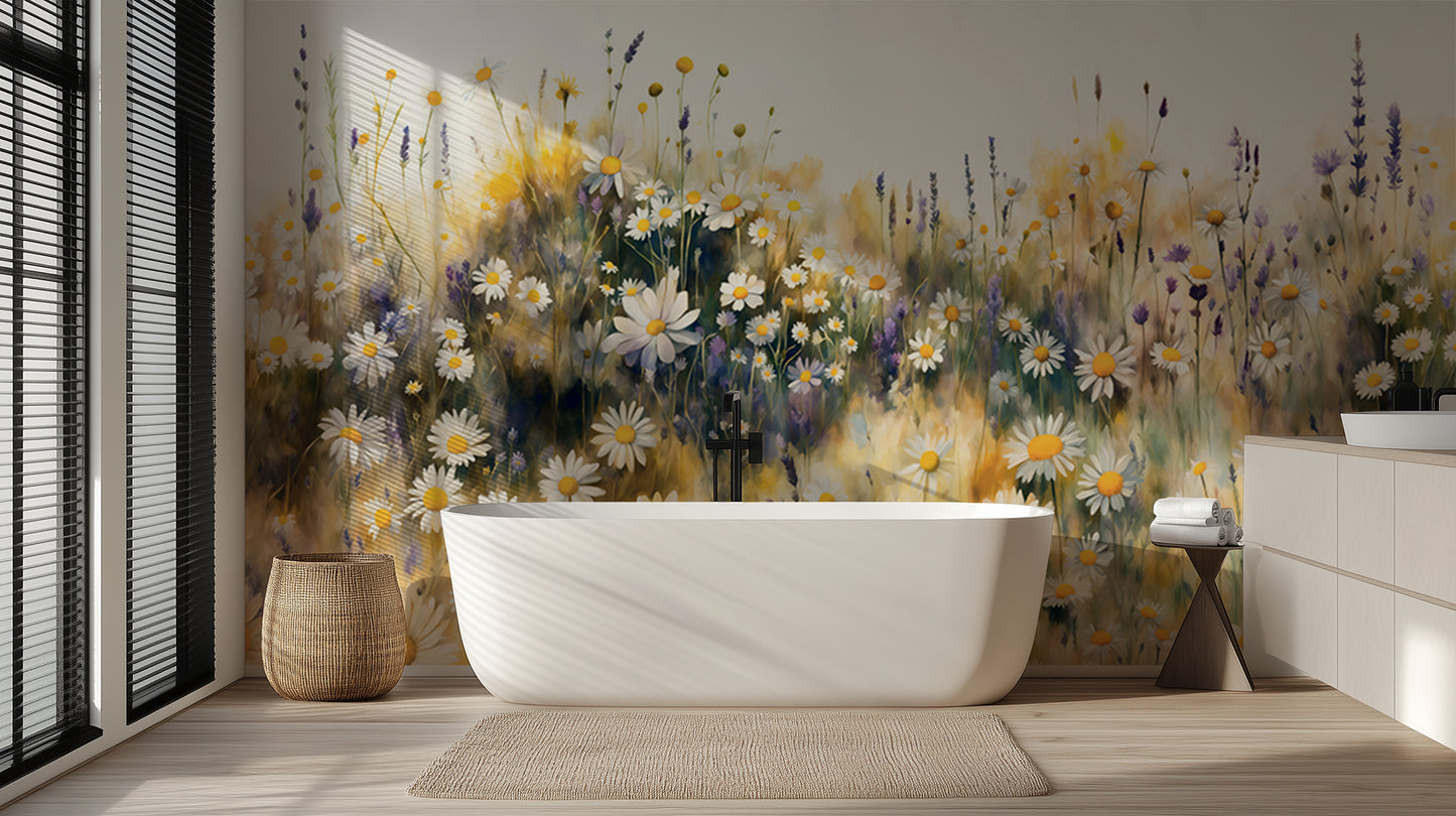Sunny Daisy Meadow wallpaper mural - XWALLX