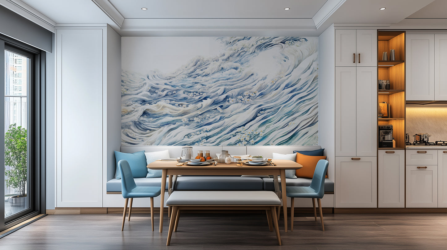Flowing Waves Floral wall mural - XWALLX