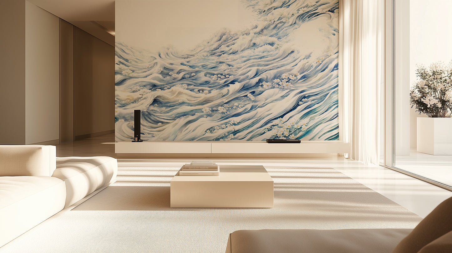 Flowing Waves Floral wallpaper - XWALLX