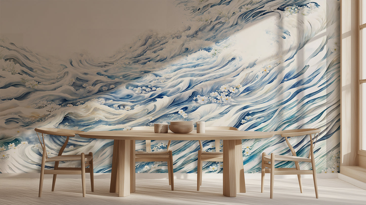 Flowing Waves Floral wall art - XWALLX