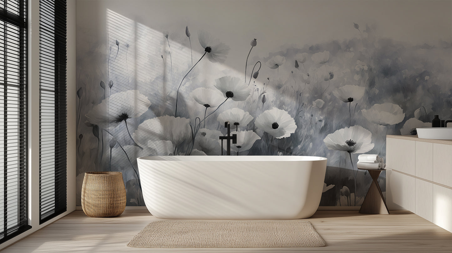Misty Poppies Dreamscape wallpaper mural - XWALLX