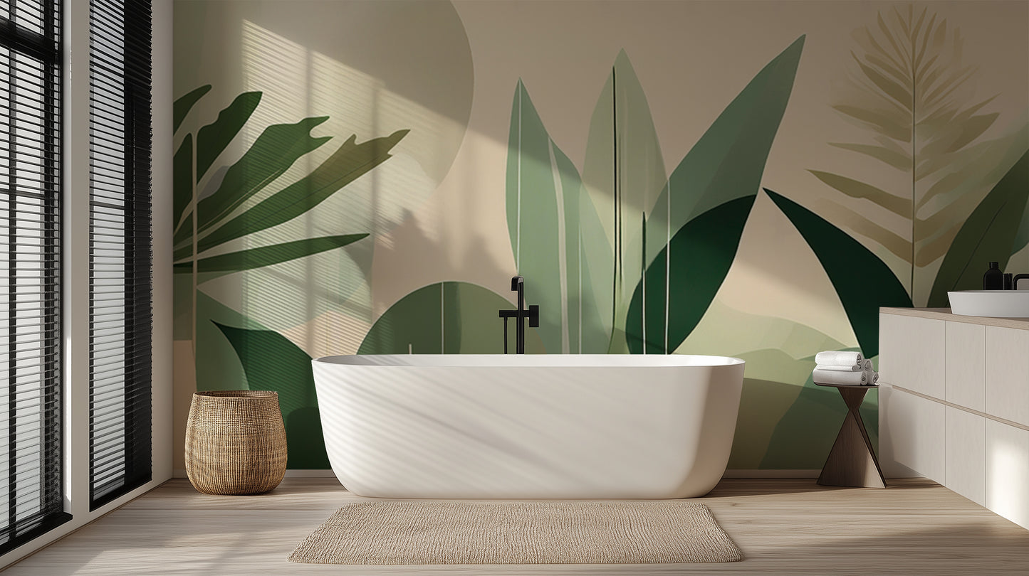 Abstract Leaf Forms wallpaper mural - XWALLX