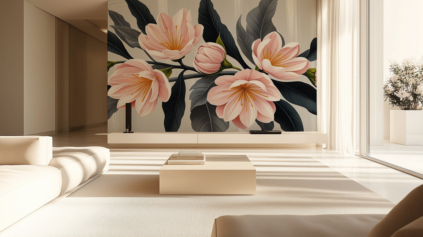 Soft Pink Magnolia Floral wallpaper - XWALLX