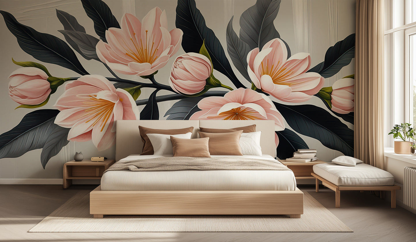 Soft Pink Magnolia Floral wall decor - XWALLX