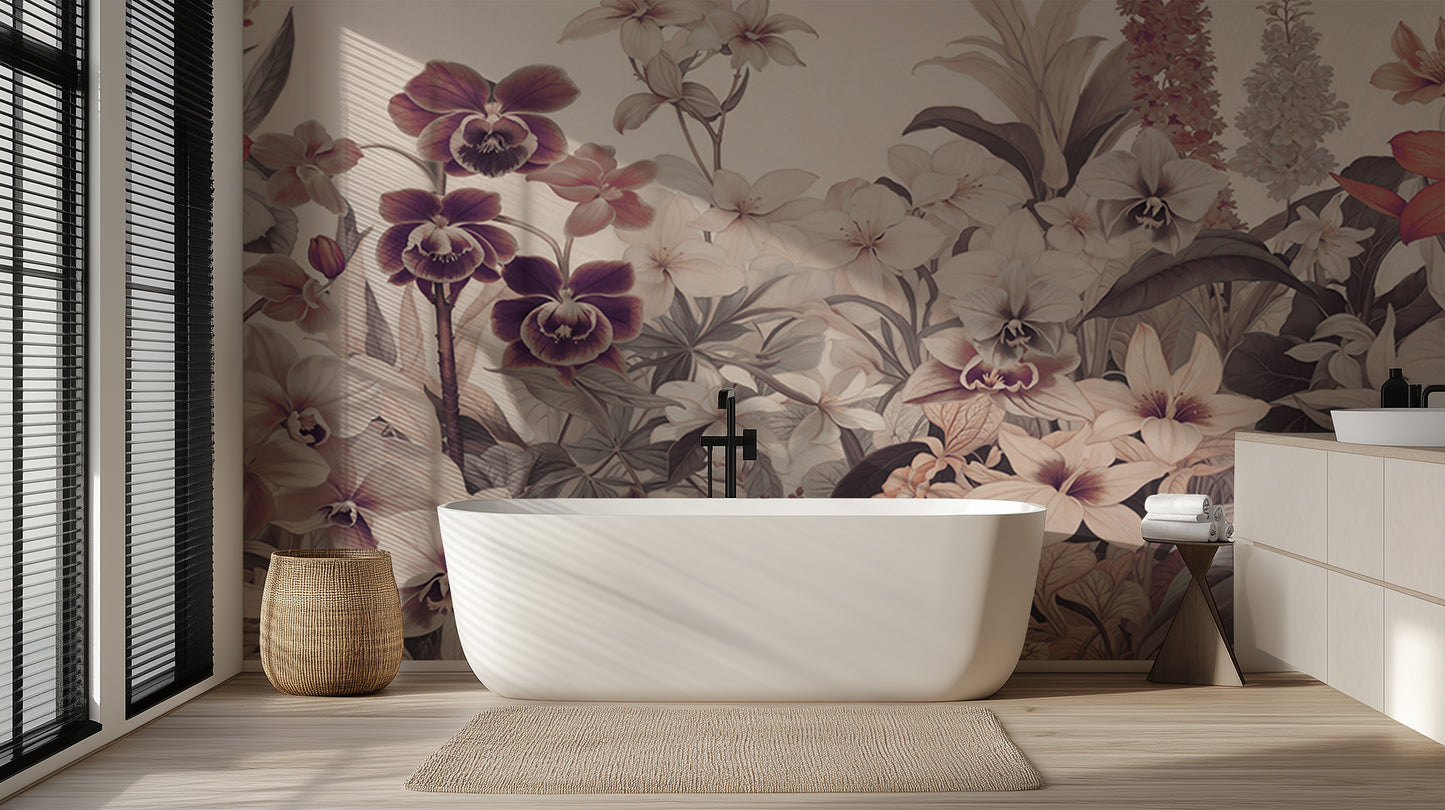 Muted Orchid Flora wallpaper mural - XWALLX