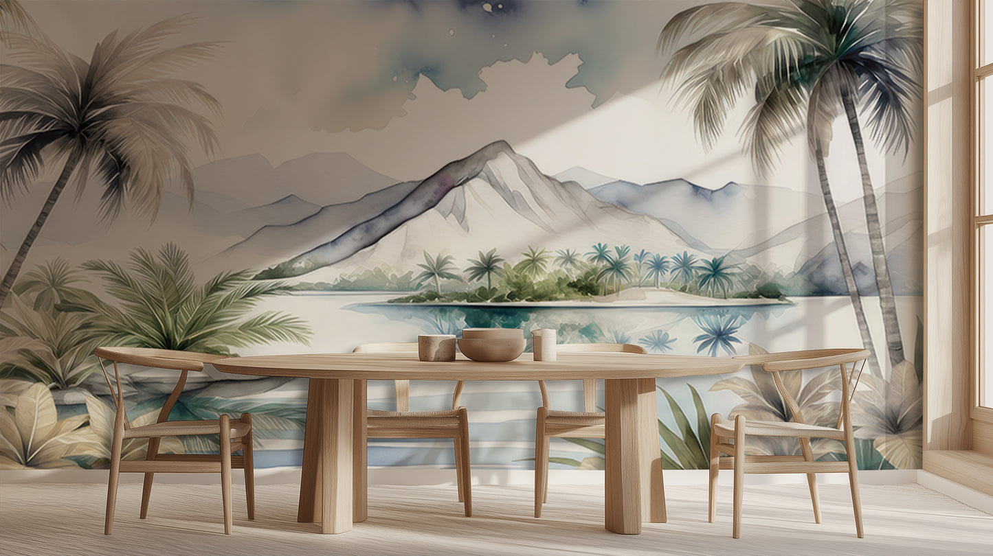 Watercolor Island Oasis wall art - XWALLX