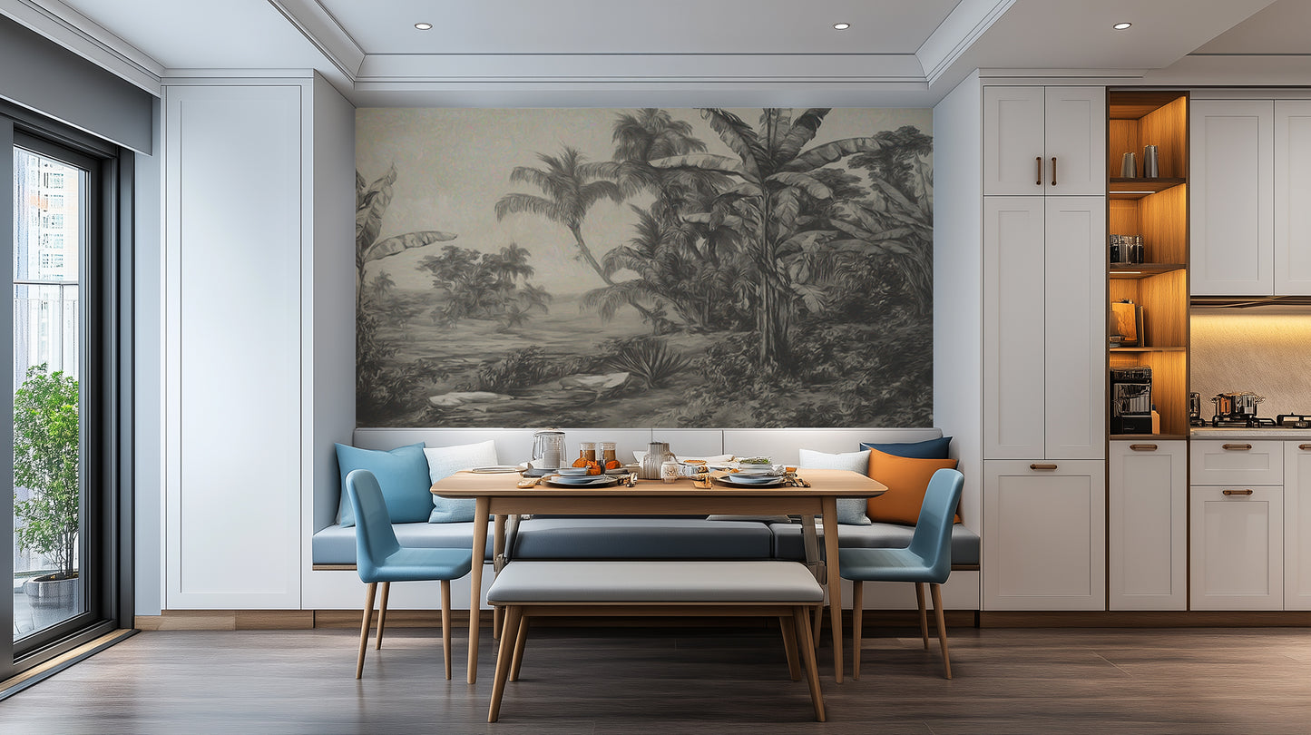 Monochromatic Jungle Canopy wall mural - XWALLX