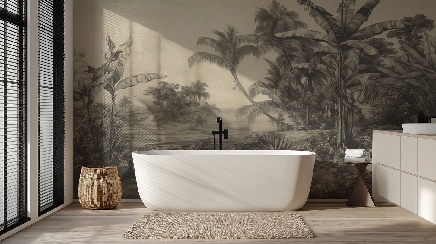 Monochromatic Jungle Canopy wallpaper mural - XWALLX