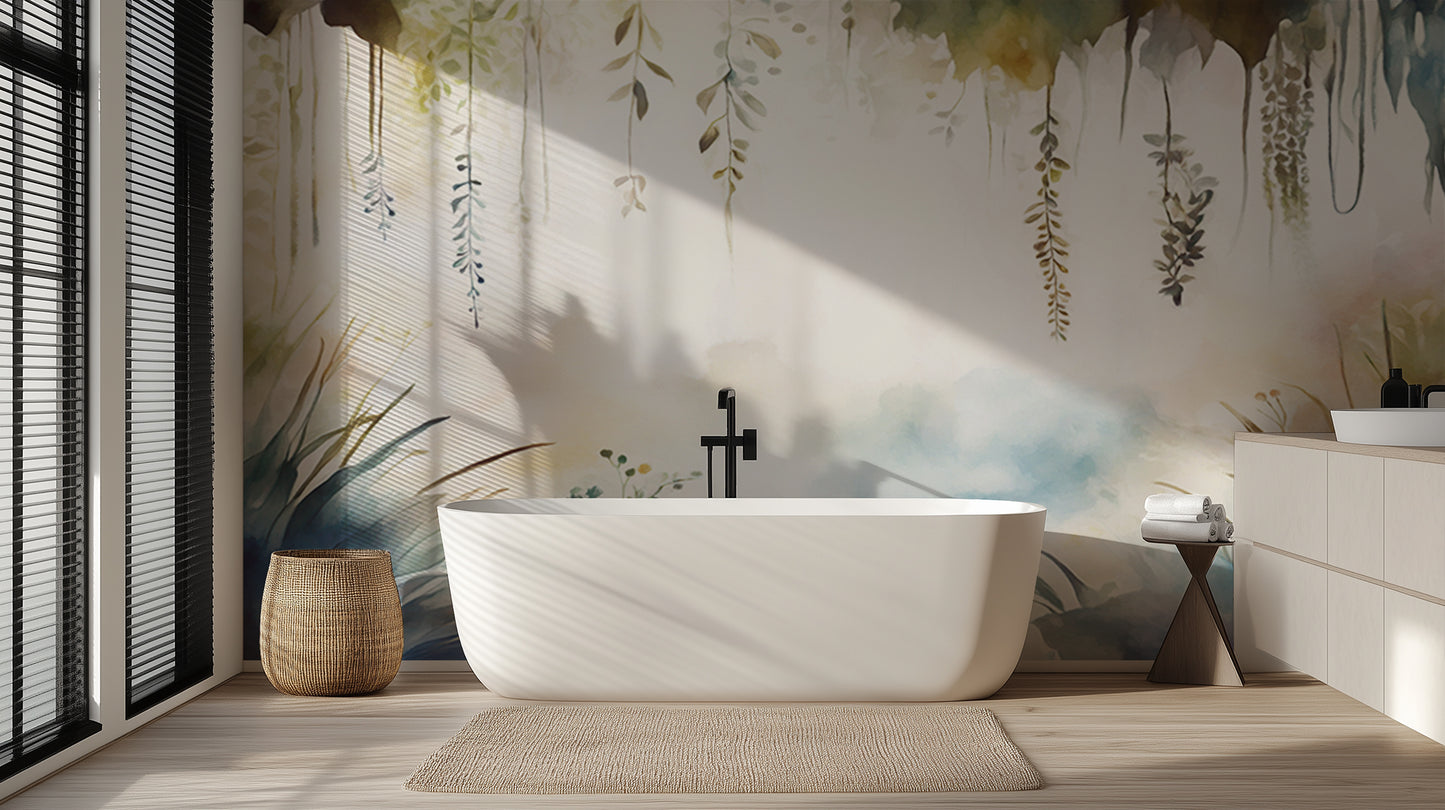 Whimsical Watercolor Greenery wallpaper mural - XWALLX