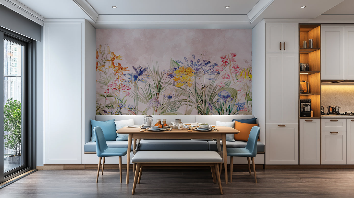 Vibrant Floral Paradise wall mural - XWALLX