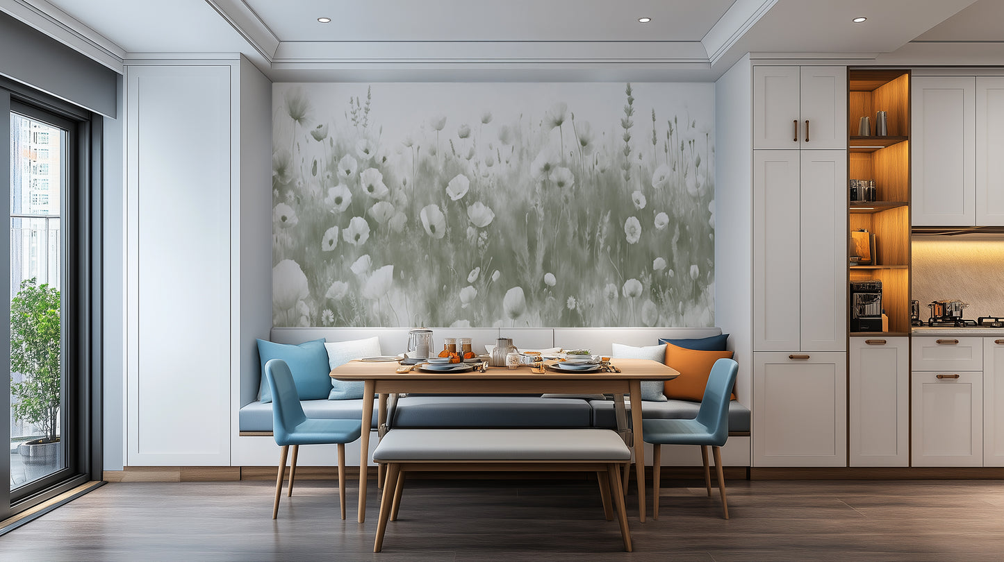 Whimsical Floral Wall Mural for Serene Bathrooms wallpaper mural - XWALLX
