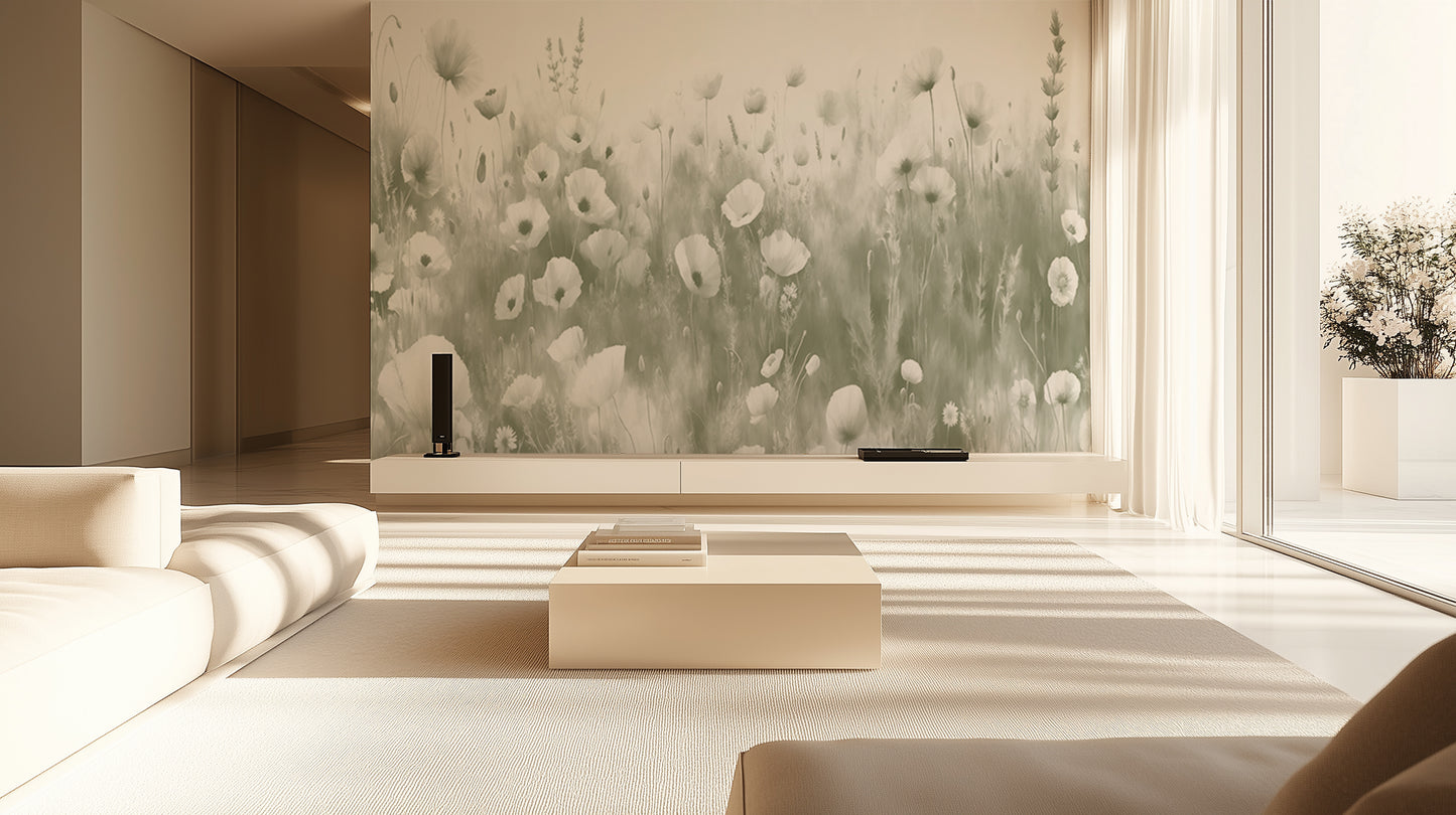 Whimsical Floral Wall Mural for Serene Bathrooms wallpaper - XWALLX