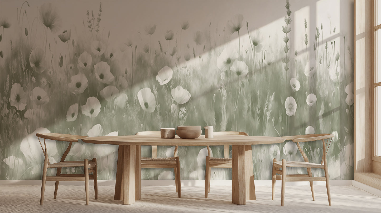 Whimsical Floral Wall Mural for Serene Bathrooms wall art - XWALLX