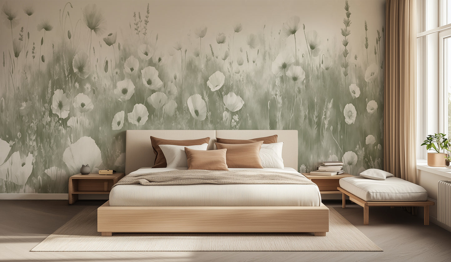 Whimsical Floral Wall Mural for Serene Bathrooms wall decor - XWALLX