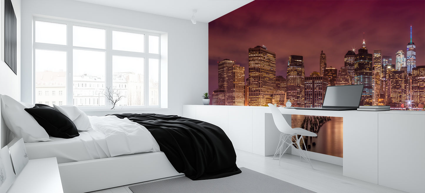 Manhattan Nightfall City wallpaper mural - XWALLX
