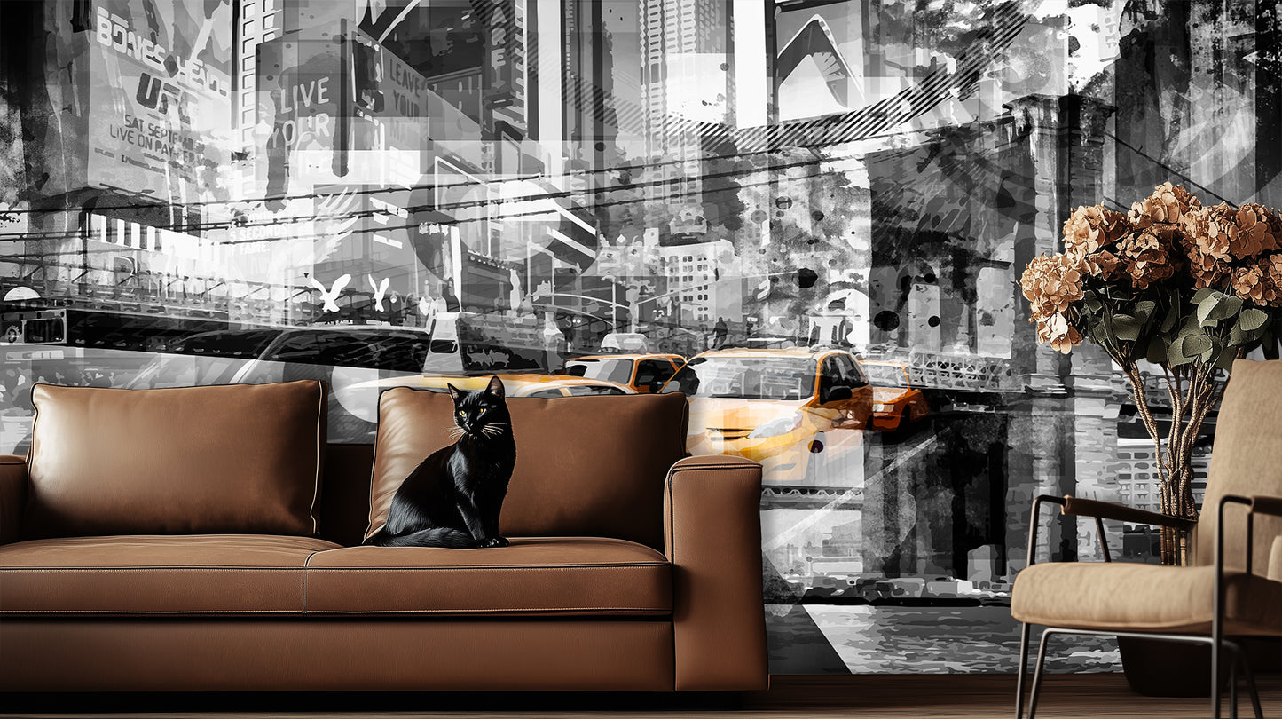 Urban Collage Yellow Cab wall decor - XWALLX