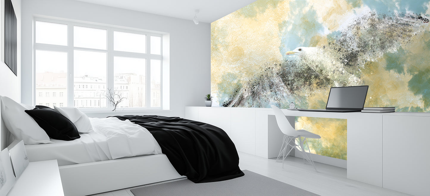Soaring Seagull Abstract wallpaper mural - XWALLX