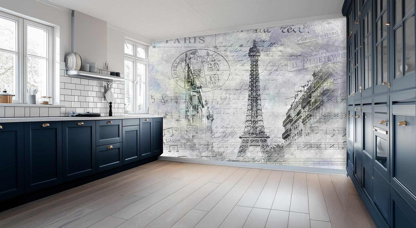 Parisian Eiffel Tower Script wall art - XWALLX