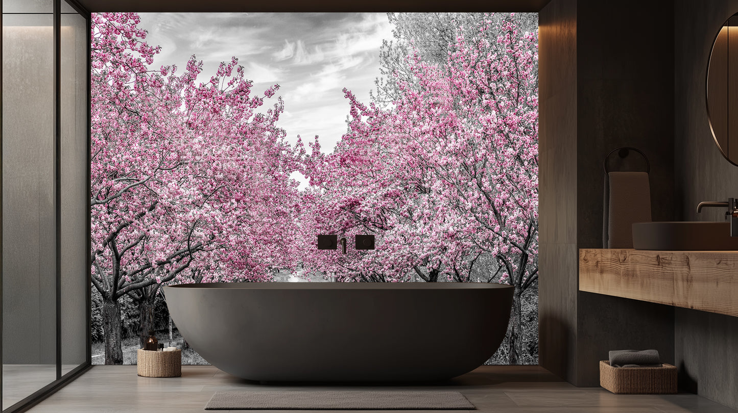 Pink Blossom Avenue wall mural - XWALLX