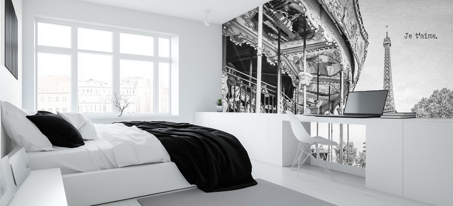 Parisian Carousel Eiffel Tower wallpaper mural - XWALLX