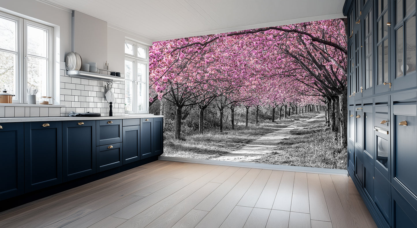 Pink Blossom Alley wall art - XWALLX