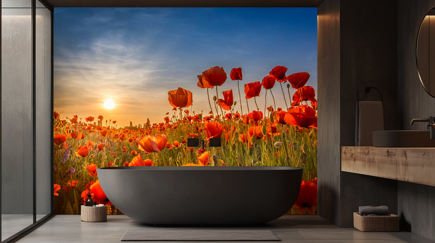 Sunset Poppy Field wall mural - XWALLX