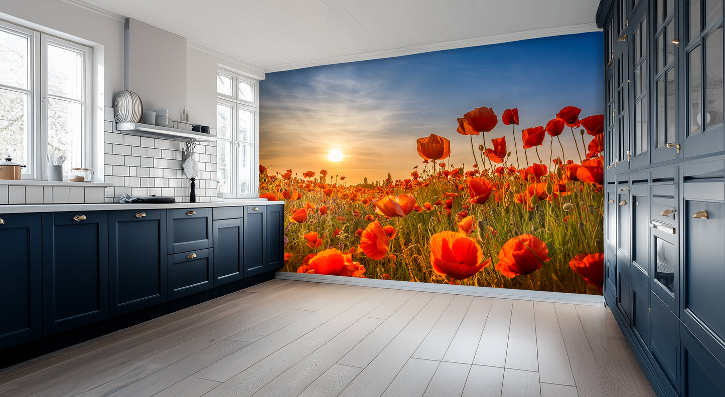 Sunset Poppy Field wall art - XWALLX