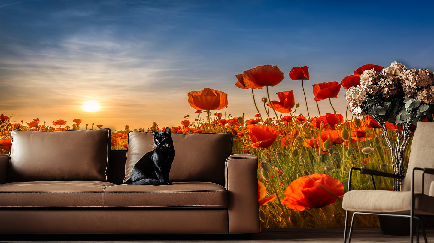 Sunset Poppy Field wall decor - XWALLX