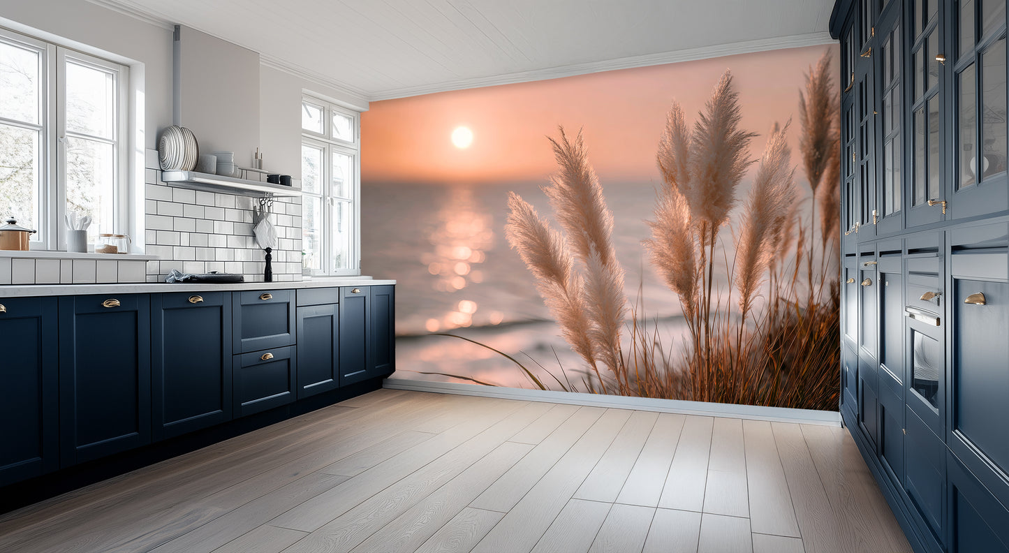 Golden Hour Serenity Pampas Grass wall art - XWALLX