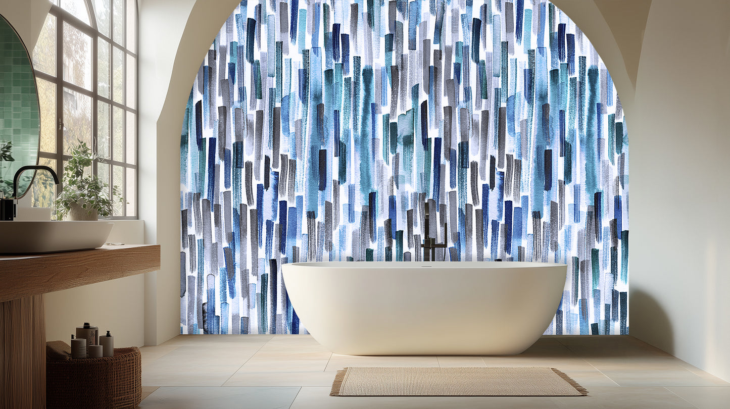 Abstract Brushstroke Blues wall mural - XWALLX