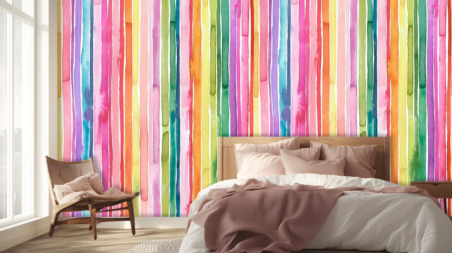 Vibrant Watercolor Stripe wall art - XWALLX