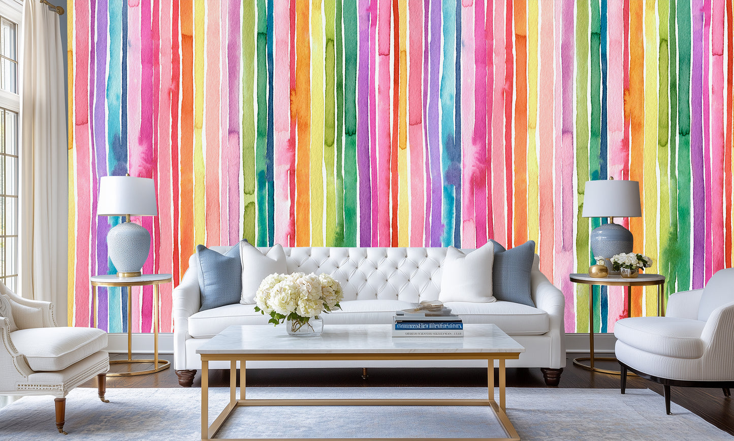 Vibrant Watercolor Stripe wall decor - XWALLX
