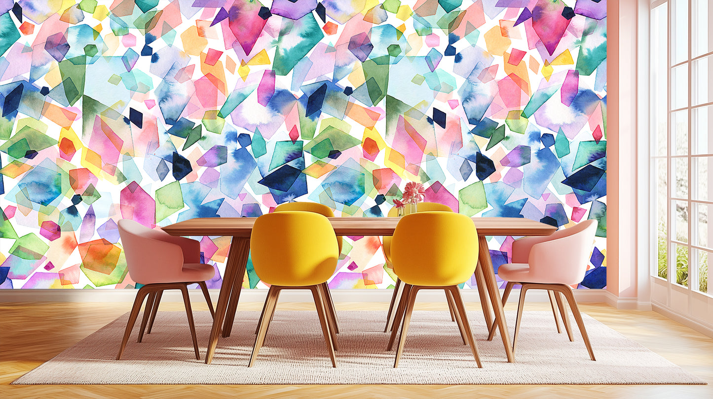 Vibrant Crystal Facets wallpaper mural - XWALLX
