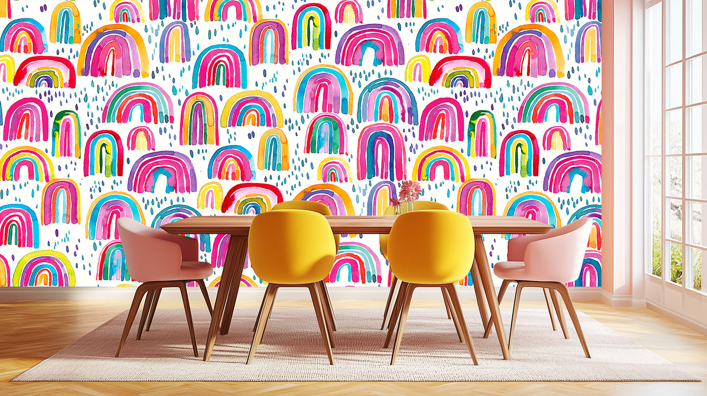 Vibrant Rainbow Drops wall mural Mural wallpaper mural - XWALLX