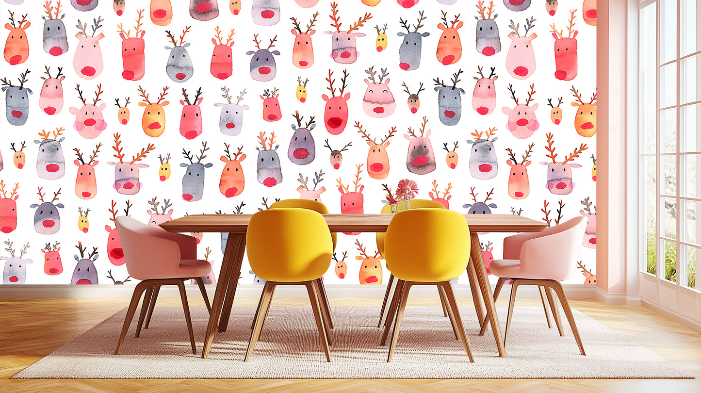 Watercolor Reindeer Art wallpaper mural - XWALLX