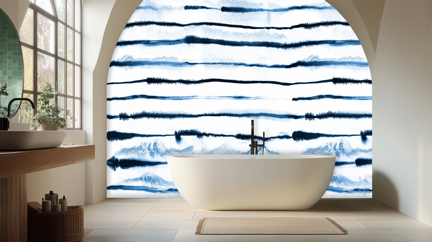 Indigo Wash Stripe wall mural - XWALLX