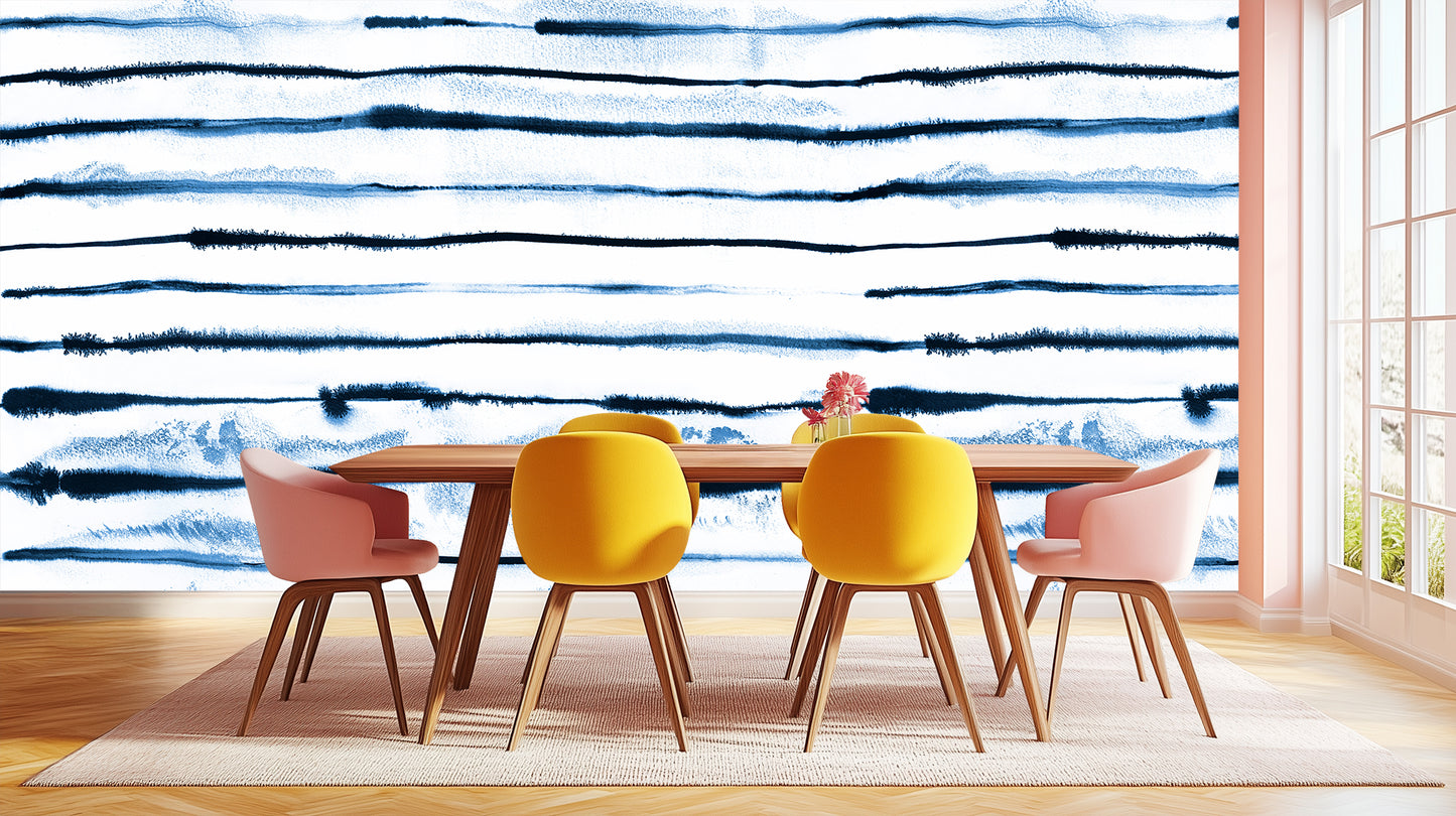Indigo Wash Stripe wallpaper mural - XWALLX