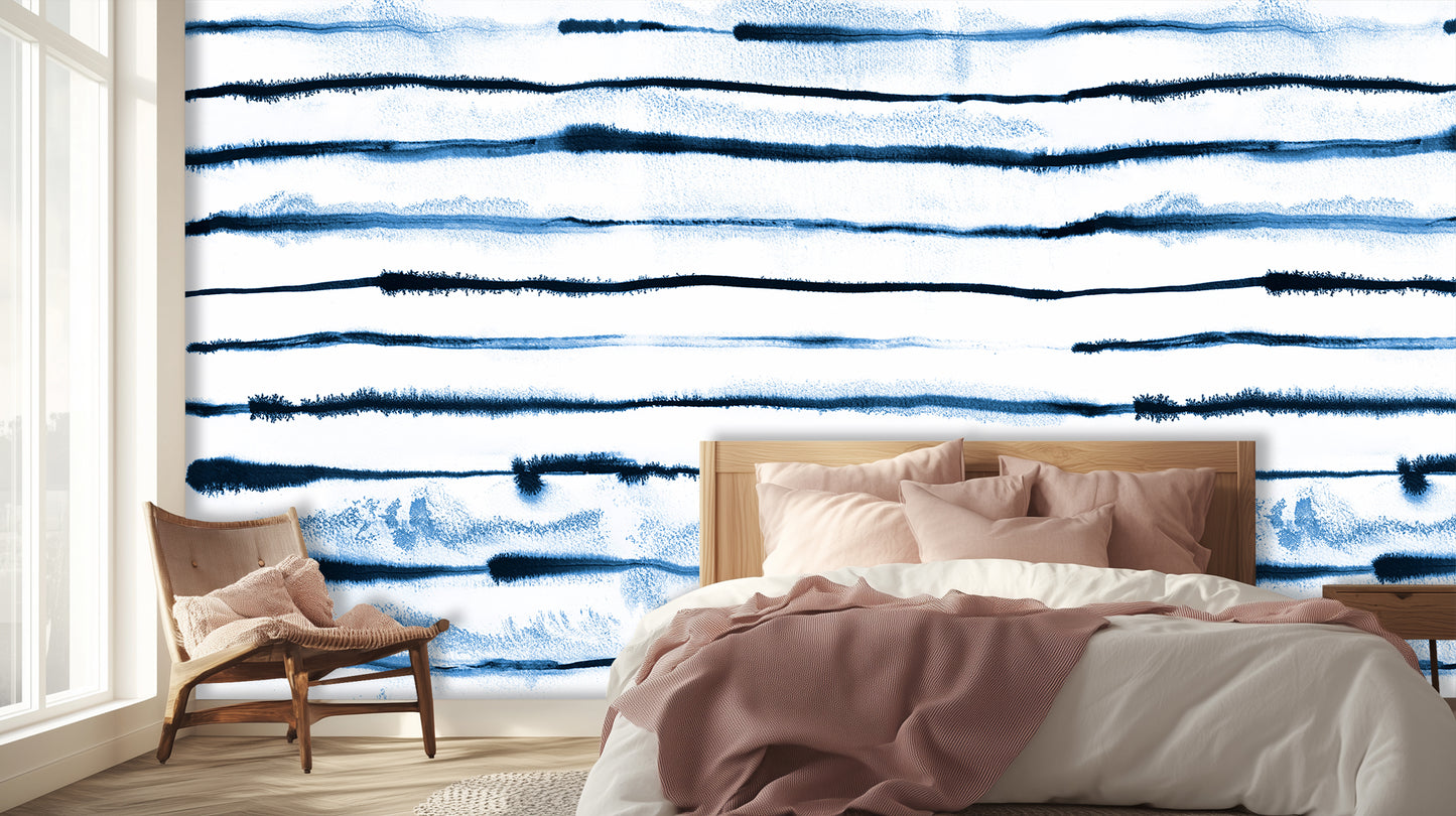 Indigo Wash Stripe wall art - XWALLX