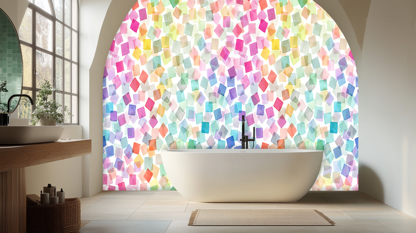 Watercolor Squares Cascade wall mural - XWALLX