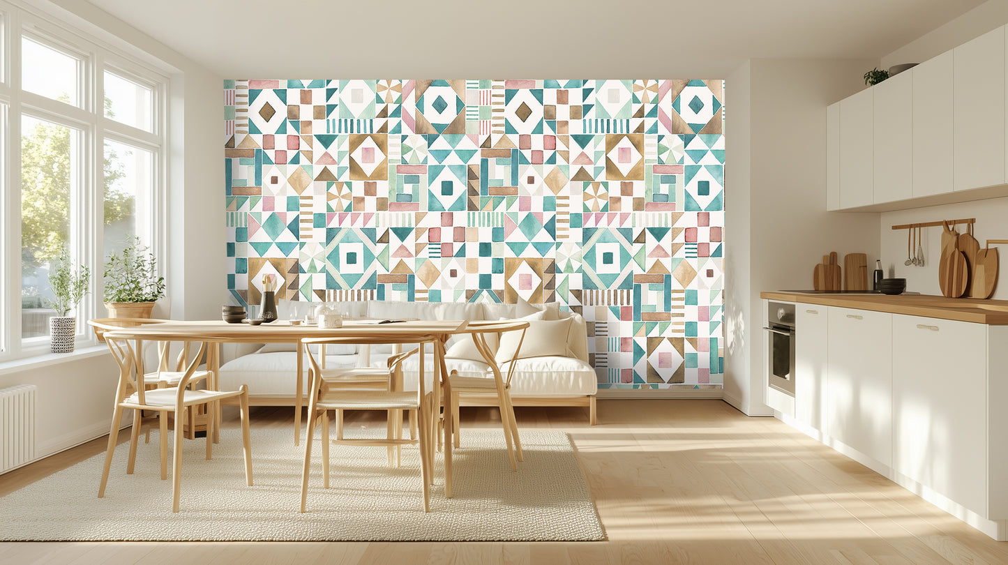 Geometric Watercolor Mosaic wallpaper - XWALLX